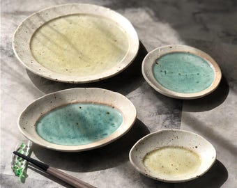 Lake Mino Ware Porcelain Plate Set: 4 Pieces, Japanese Ceramic Dinnerware