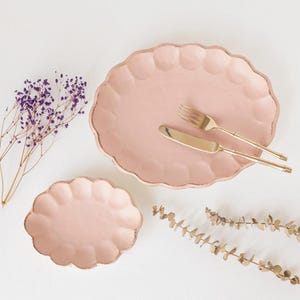 Kaneko Kohyo Rinka Handmade Oval Plate: Pink Flower, Japanese Porcelain Platter