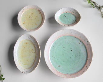 Lake Mino Ware Porcelain Plates: 4 Sizes & Shapes, Japanese Tableware.