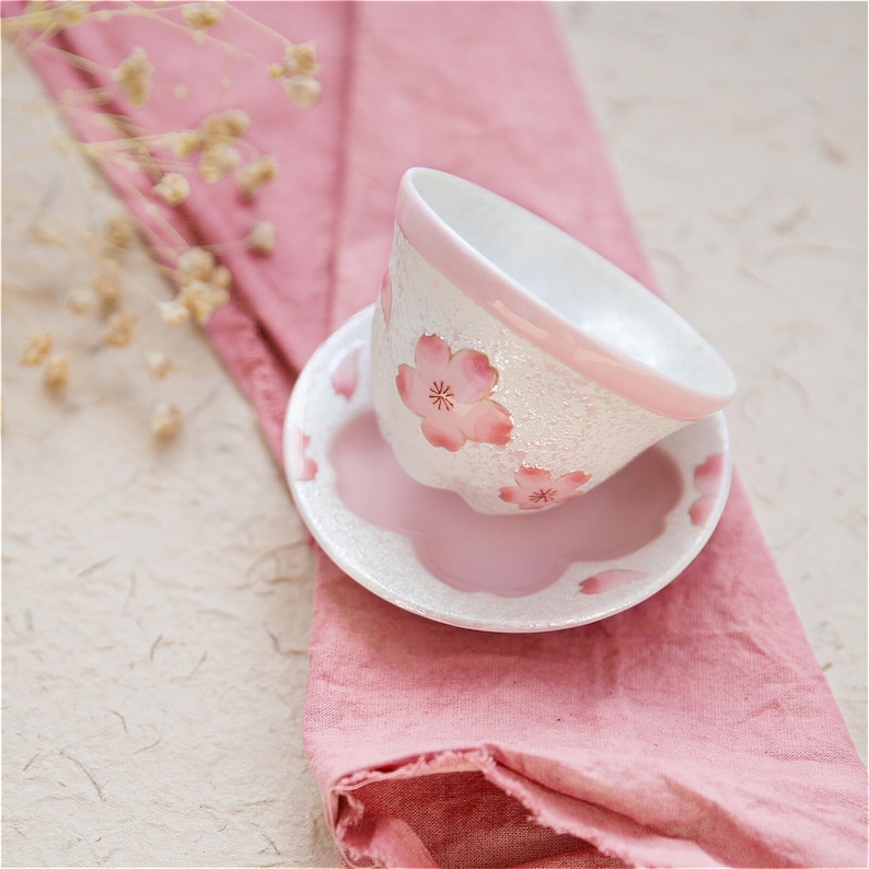 Cherry Blossom Handmade Teapot Set: Japanese Arita Ware Tea Kettle and Cups image 4