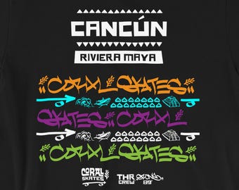 コーラルスケート カンクン リビエラマヤ リーフ、スケートウェア、サマースタイル、トラベルTシャツ、カンクンギフト、バケーションウェア