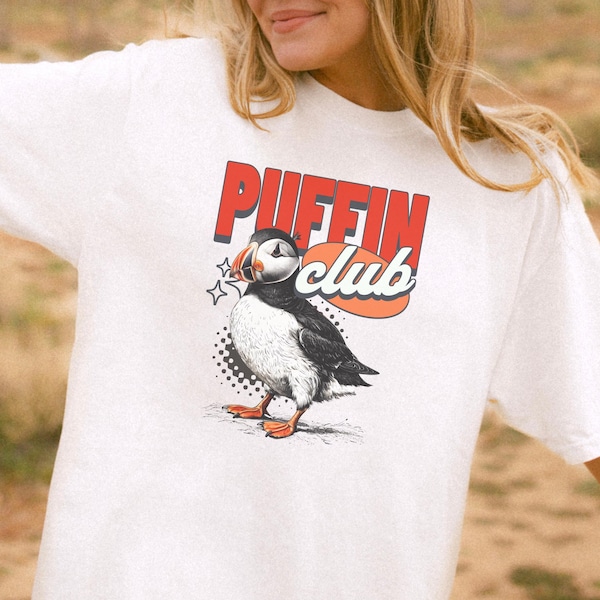 Camiseta del Club de Frailecillos Islandeses / Regalo para los amantes de la observación de aves y la naturaleza costera / Camiseta de Frailecillo Atlántico, regalo para los amantes de los animales