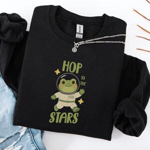 Funny Celestial Frog Sweatshirt Gift for Space Amphibian Fan | Astronaut Frog Sweater Gift for Science Animal Lover | Silly Space Frog Shirt