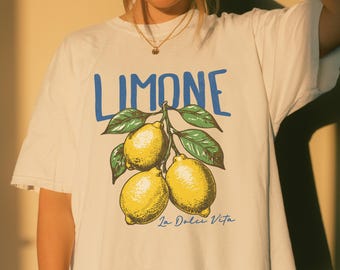 Aesthetic Lemon T-Shirt for Summer | Amalfi Coast Lemon Fruit Souvenir Tee | Italian Citrus Lemon Shirt Gift for Europe Travel & Beach Lover