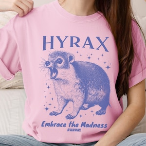 Hyrax Embrace the Madness T-shirt, Hyrax Awawa Shirt, Rock Hyrax TShirt, Screaming Hyrax Tee, Funny Animal Meme Tee, Untamed Spirit T-Shirt