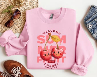 Cherry Supply Co. Sweatshirt, Summer Fruit Basket Crewneck, Cherries Lover Sweatshirt, Preppy Red Cherry Shirt, Cherry Coded Aesthetic Gift