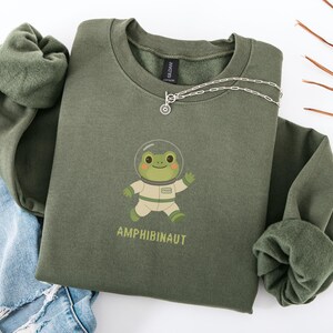 Frog Astronaut Sweatshirt Gift for Space Lover | Space Frog Sweater Gift for Science Nerd Animal Lover | Amphibian Rescue Gift Cosmic Frog