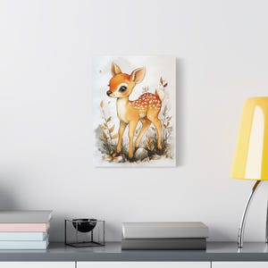 Lindo lienzo para guardería de bebés, decoración de pared con animales extravagantes, arte de estilo ilustrativo, impresión en lienzo lista para colgar