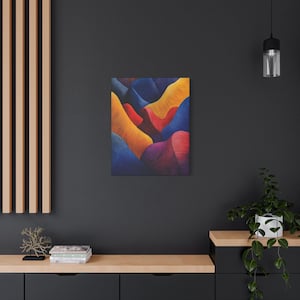 Topographie abstraite sur toile, décoration géométrique linéaire colorée, impression de motifs artistiques modernes, toile prête à accrocher