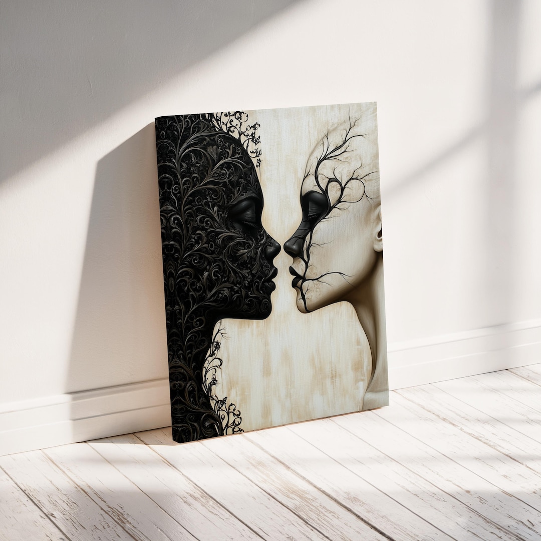 Duality Draw Duality Portrait Art Digital Download, Black and White Surreal Faces ...