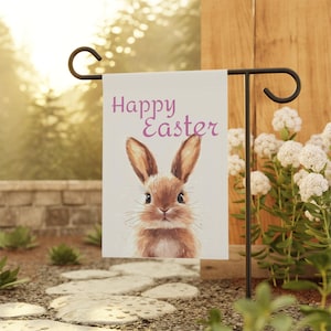 Happy Easter Garden Flag, Bunny Decor for Spring, Outdoor Banner for Easter Celebrations, Springtime Home Decor, Garden Decoration