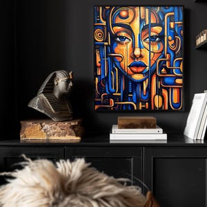 Abstract Female Portrait Poster, Spiritual Face Art Print, Premium Ready to Hang, Modern Spiritual Decor, Surreal Art Lover Gift