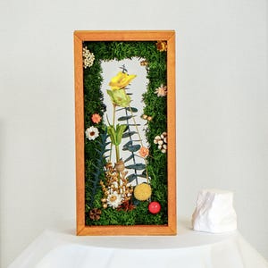 Green Forest Moss Handmade Dried Flower Photo Frame, Wooden Double sided Acrylic Dried Flower Home Decoration Wedding Gift for her