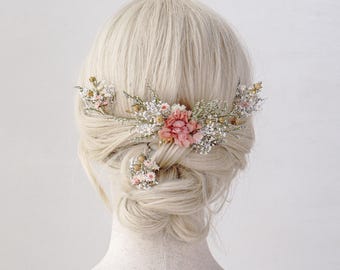 Boho-bruidskam, roest eucalyptus en madeliefje haarkam, bruiloft bloemenkamset, bruidshaaraccessoires, cadeau voor haar