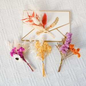 Bouquet di fiori colorati di ali di angelo/boutonniere di fiori secchi/bouquet da sposa/bouquet di fiori secchi/bouquet di biglietti di auguri/boutonniere fatto a mano