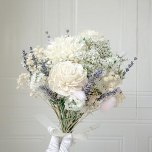 Ramo de hortensias y magnolia blanca myosotis/ramo bohemio/ramo de decoración familiar/ramo romántico elegante para fiesta/ramo de boda