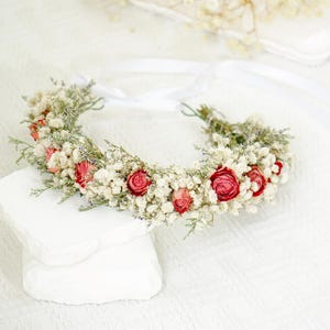 Romantic white babysbreath rose dried Flower crown, girl crown,Wedding Flower Bride&#39;s Crown,Baby&#39;s Breath Hair crown,wedding gifts