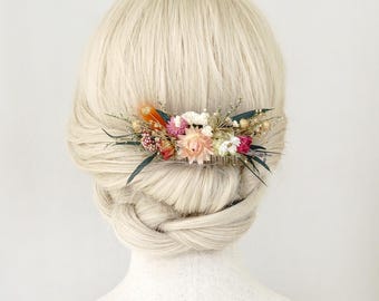 Boho daisy eucalyptus gomphrena bridal comb,Spring style Hair Comb, wedding floral comb,bridal hair accessories ,gift for her