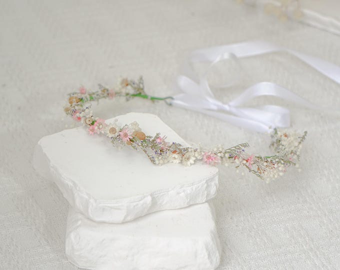 Romantische Lovergrass getrocknete Blumen Braut Krone, verstellbare Babys Blumenkrone, Hochzeit Blumenkrone, Kinderblumenkrone, Hochzeitsgeschenk Set