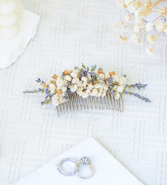 romantic lavender babybreath bridal comb,Bohemian style Hair Comb, wedding floral comb,bridal hair accessories ,gift for bride