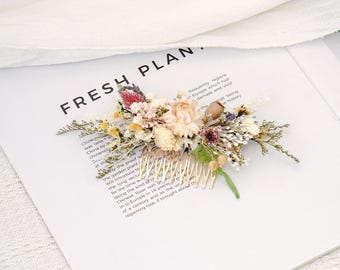 Peineta nupcial Boho Daisy Babybreath Love grass, juego de peinetas para el cabello de boda, peineta de primavera, accesorios para el cabello de novia, regalo para ella