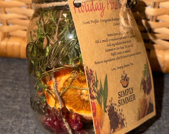 Glass Jar Holiday Pine & Citrus Simmer Pot