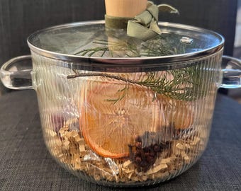 Glass Pot Holiday Pine & Citrus Simmer Pot Kit