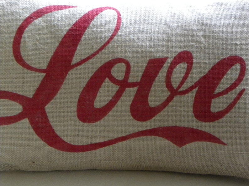 Burlap love lumbar pillow cushion cover perfect for Etsy