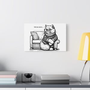 Cat Wisdom Canvas Art, Cozy Cat Canvas Wall Decor, Funny Cat Print, Home Office Decoration, Gift for Cat Lovers