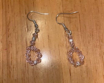 Pink Loop Silver Earrings