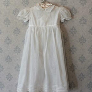 Vintage White Soft Sheer Cotton Wrap Style Short Sleeve Long Baby Baptism or Christening Gown image 1