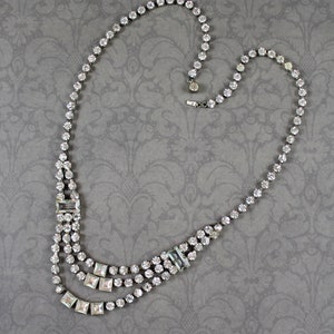 Vintage Czechoslovakian Clear Rhinestone Silver Necklace