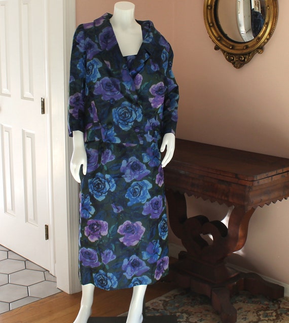 Vintage Purple and Blue Taffeta Sleeveless Dress … - image 2