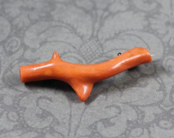 Antique Victorian 1800s Branch Coral Pin