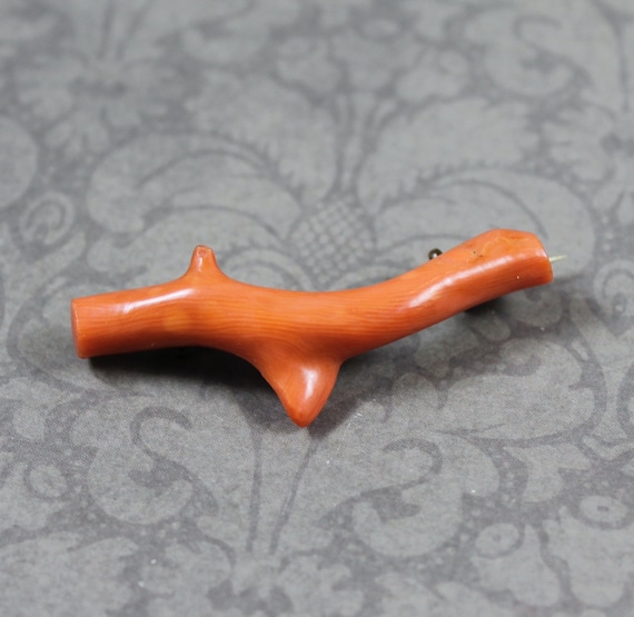 Antique Victorian 1800s Branch Coral Pin