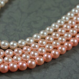 Vintage 1950s to 1960s 4 Strand Pink Faux Pearl Graduated Beaded Japan Necklace image 6