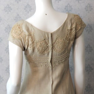 Vintage Beige Linen and Appliquéd Lace 1950s to 60s Rita Thornton Pencil or Wiggle Dress image 7