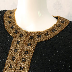 Vintage Stenay Black and Gold Beaded and Sequin Long Sleeve Women's Jacket image 2