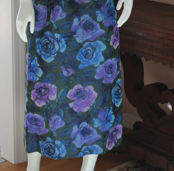 Vintage Purple and Blue Taffeta Sleeveless Dress … - image 3