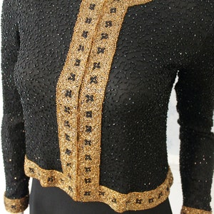 Vintage Stenay Black and Gold Beaded and Sequin Long Sleeve Women's Jacket image 3