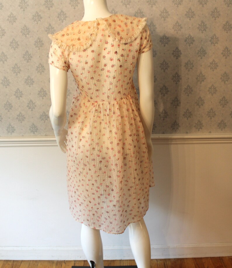 Vintage 1950s Princess Pat Sheer Nylon Pink Floral Dress image 5