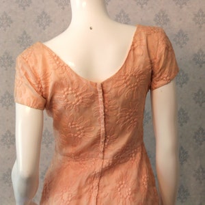 Vintage 1960s Jefri Peachy Pink Floral Overlay Short Sleeve Wiggle Dress image 5