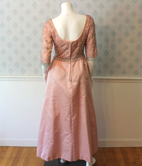 Vintage 1960s Pink Satin and Silver Beaded Victor… - image 7
