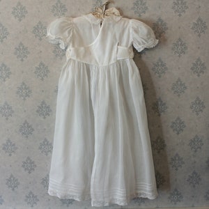 Vintage White Soft Sheer Cotton Wrap Style Short Sleeve Long Baby Baptism or Christening Gown image 5