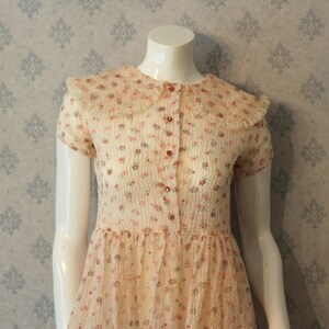 Vintage 1950s Princess Pat Sheer Nylon Pink Floral Dress image 2