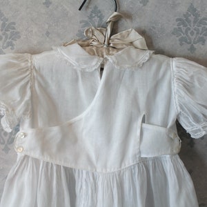 Vintage White Soft Sheer Cotton Wrap Style Short Sleeve Long Baby Baptism or Christening Gown image 9