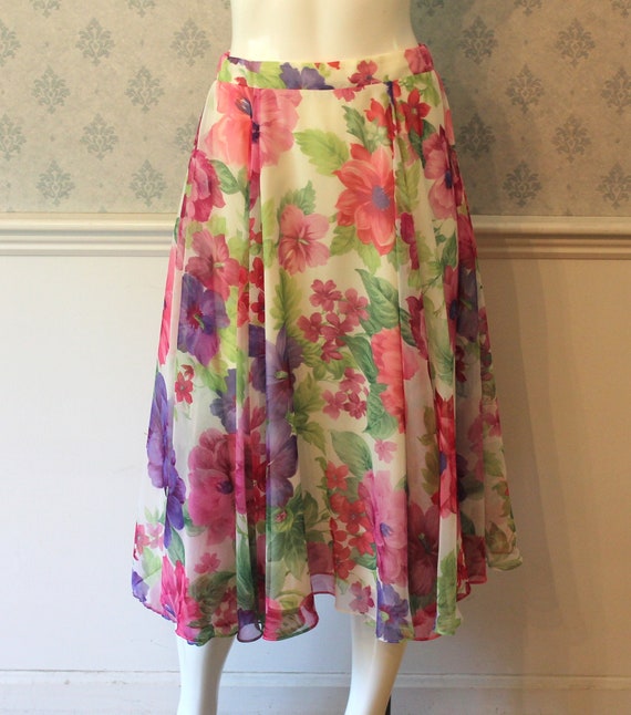 Vintage 1980s to 1990s Pink, Purple and Green Flo… - image 1