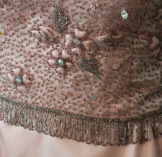 Vintage 1960s Pink Satin and Silver Beaded Victor… - image 5