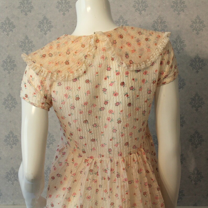 Vintage 1950s Princess Pat Sheer Nylon Pink Floral Dress image 6