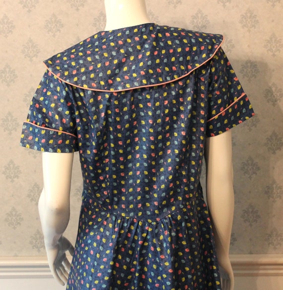 Vintage Mid Century 1950s Novelty Print Blue, Yel… - image 7